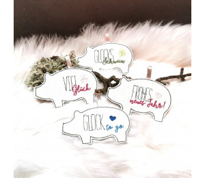 Stickserie ITH - Anhänger Glücksschwein Schwein